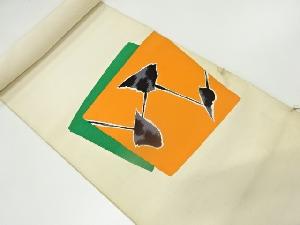 アンティーク　色紙に枝花模様名古屋帯地反物